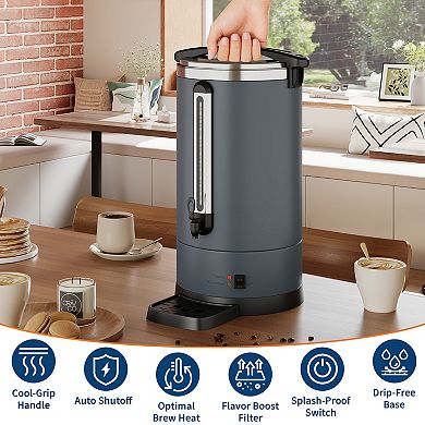12L Coffee Maker,Stainless Steel Electric Beverage Dispenser,Double Wall,Drip-Proof,Auto-Reheat