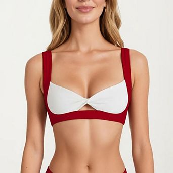 Women's Twist Front Sports Bra with Wide Straps Light Support Workout Bra for Yoga Fitness Training