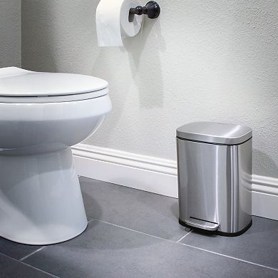 Qualiazero 50L/13.2 Gallon + 5L/1.3 Gallon x2 Rectangular Stainless Steel Step Can Combo Set