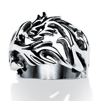 Men's Dragon Cutout Ring in Stainless Steel