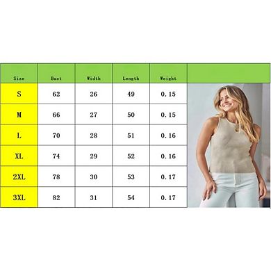 Womens Ribbed Sleeveless High Neck Casual Slim Fitted Basic Knit Shirts