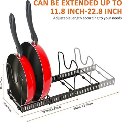Expandable Pot and Pan Organizer Rack with Adjustable Compartments for Cabinet Bronze