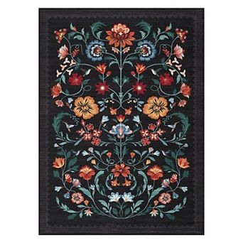 Pastoral Area Rug Machine Washable Low Pile Pet Friendly Stain Resistant Carpet for Living Room