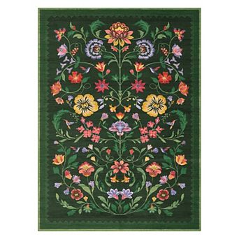 Pastoral Area Rug Machine Washable Low Pile Pet Friendly Stain Resistant Carpet for Living Room
