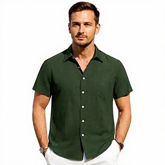 Casual Linen Button-Up Beach Shirt