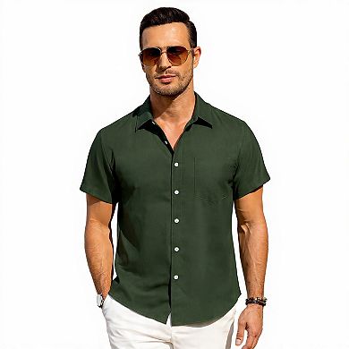 Casual Linen Button-Up Beach Shirt