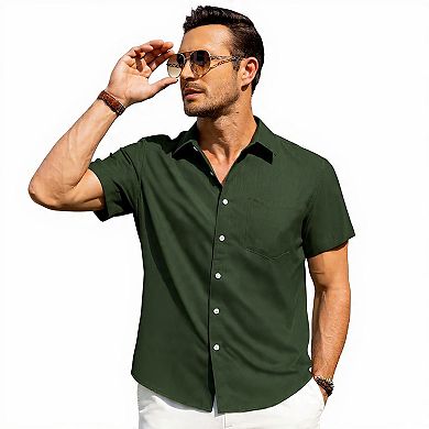 Casual Linen Button-Up Beach Shirt