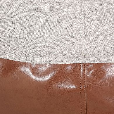 GOODSILO Large Round Fabric and Faux Leather Bean Bag Chair with Removable Cover