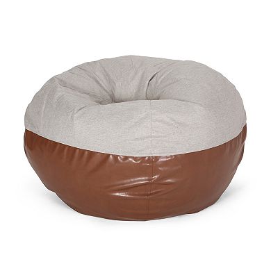 GOODSILO Large Round Fabric and Faux Leather Bean Bag Chair with Removable Cover
