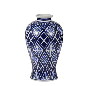 TOEMOA Modern Geometric Pattern Porcelain Accent Vase - Eye-Catching Home Decor