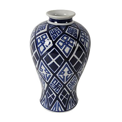 TOEMOA Modern Geometric Pattern Porcelain Accent Vase - Eye-Catching Home Decor