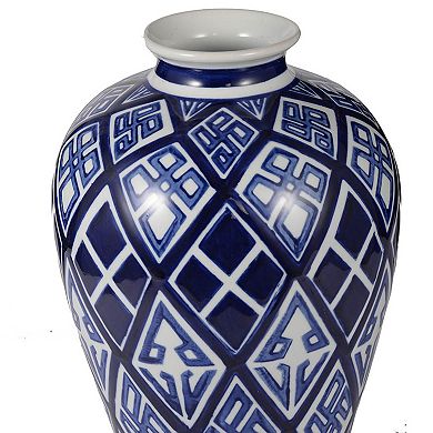 TOEMOA Modern Geometric Pattern Porcelain Accent Vase - Eye-Catching Home Decor