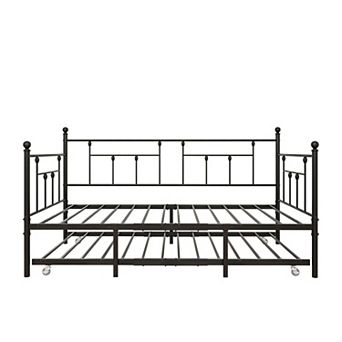 GOODSILO Twin Size Metal Daybed Frame with Pull-Out Trundle Bed Set