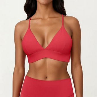 Women's Crisscross Back Sports Bra with Adjustable Straps Stretch Support Athletic Workout Bra