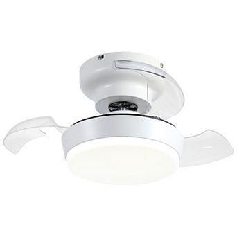 24 Inch Retractable Ceiling Fan,Low Profile LED Light, Quiet DC Motor, Remote for Small Rooms