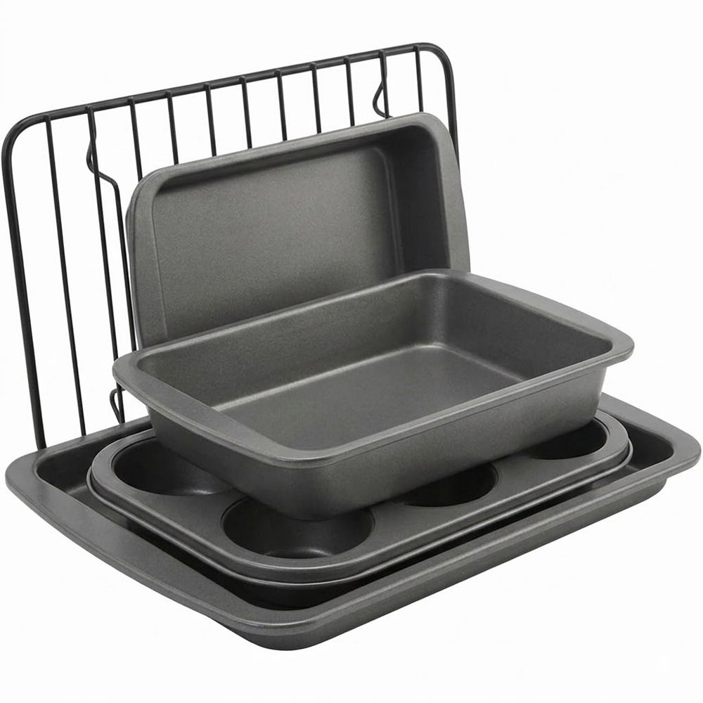 4-Piece Nonstick Steel Toaster Oven Bakeware Set with Pan, Rack ...