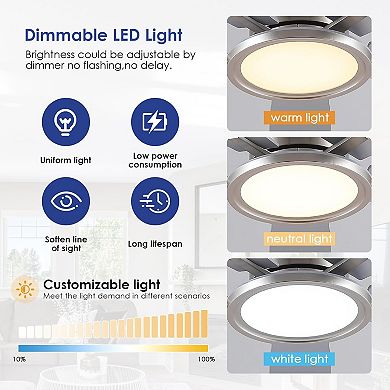 52" Low Profile Ceiling Fan Light,Quiet DC Motor, Dual Control for Low Ceiling Spaces