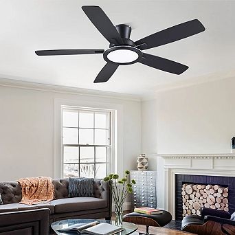 52 Inch Low Profile Ceiling Fan with Light Quiet DC Motor Remote App Indoor Outdoor Modern