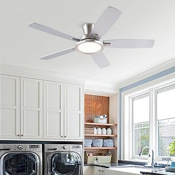 52 Inch Low Profile Ceiling Fan with Light Quiet DC Motor Remote App Indoor Outdoor Modern