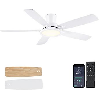52" Low Profile Ceiling Fan Light,Quiet DC Motor, Dual Control for Low Ceiling Spaces