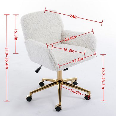 GOODSILO Plush Swivel Office Chair with Adjustable Recline and Golden Metal Base
