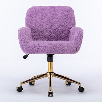 GOODSILO Plush Swivel Office Chair with Adjustable Recline and Golden Metal Base