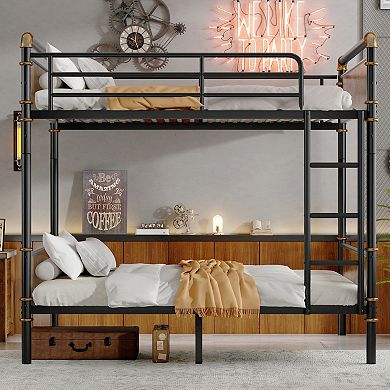 GOODSILO Convertible Twin XL Metal Bunk Bed Space Saving Industrial Design