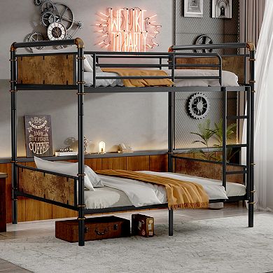 GOODSILO Convertible Twin XL Metal Bunk Bed Space Saving Industrial Design