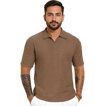 Buttonless V-Neck Short Sleeve Polo Shirt