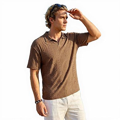 Buttonless V-Neck Short Sleeve Polo Shirt