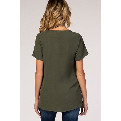 Maternity Button Tie Front Top