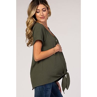 Maternity Button Tie Front Top