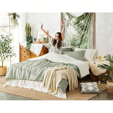 Comforter Set - 7 Piece Dusty Pink Bedding, Botanical Design, Breathable Microfiber