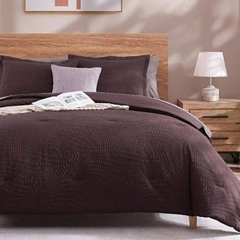 Comforter Set - 7 pc Dusty Pink Bedding, Botanical Design, Breathable Microfiber