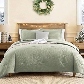 Comforter Set - 7 pc Dusty Pink Bedding, Botanical Design, Breathable Microfiber