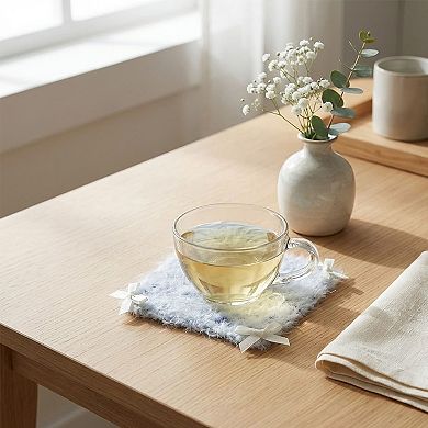Plush Knit Coaster with Bow Corners Soft Table Protector