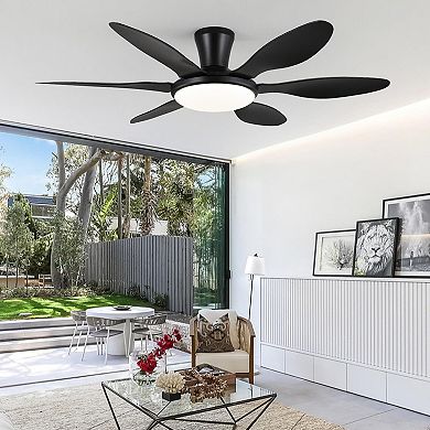 51 Inch Modern Ceiling Fan,Low Profile LED Light,Quiet DC Motor,Smart App Remote