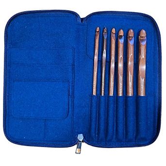 Crochet Hook Set Rosewood Sizes J, K, L, M, N, O w/custom case
