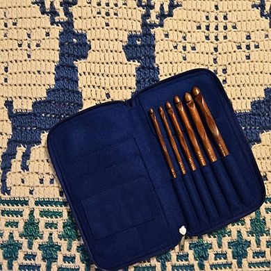 Crochet Hook Set Rosewood Sizes J, K, L, M, N, O w/custom case