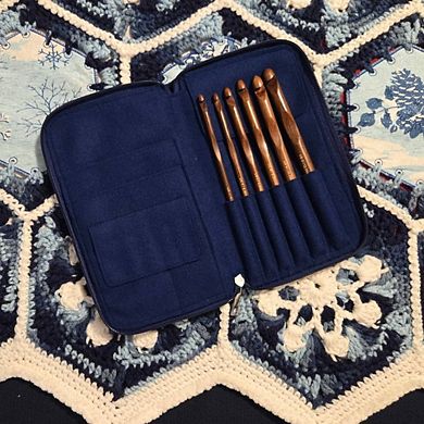 Crochet Hook Set Rosewood Sizes J, K, L, M, N, O w/custom case