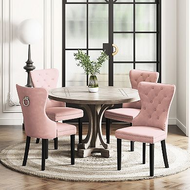 Westintrends Velvet Upholstered Tufted Dining Chairs (set Of 4)