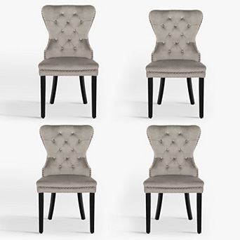 Westintrends Velvet Upholstered Tufted Dining Chairs (set Of 4)