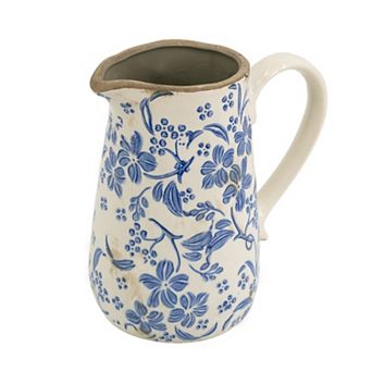 TOEMOA Ceramic Pitcher Vase with Handle for Farmhouse Home Decor