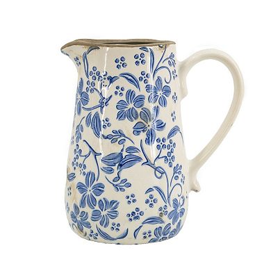 TOEMOA Ceramic Pitcher Vase with Handle for Farmhouse Home Decor