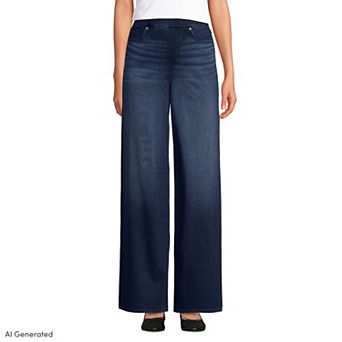 Women's Tall Lands' End High Rise Wide Leg Jeans