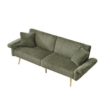GOODSILO Convertible Corduroy Sofa Bed with Adjustable Armrests for Compact Living Spaces