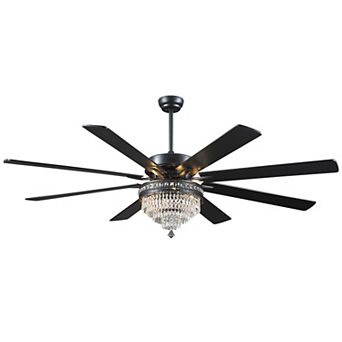 Crystal Ceiling Fan with Light Remote Reversible Motor Downrod Mount Elegant Design