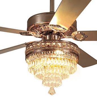 Crystal Ceiling Fan with Light Remote Reversible Motor Downrod Mount Elegant Design