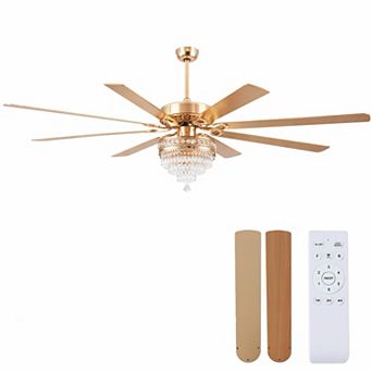 Crystal Ceiling Fan with Light Remote Reversible Motor Downrod Mount Elegant Design