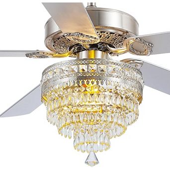 Crystal Ceiling Fan with Light Remote Reversible Motor Downrod Mount Elegant Design
